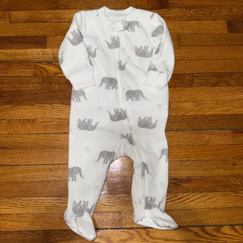Carter's White and Gray Animal Print Footie